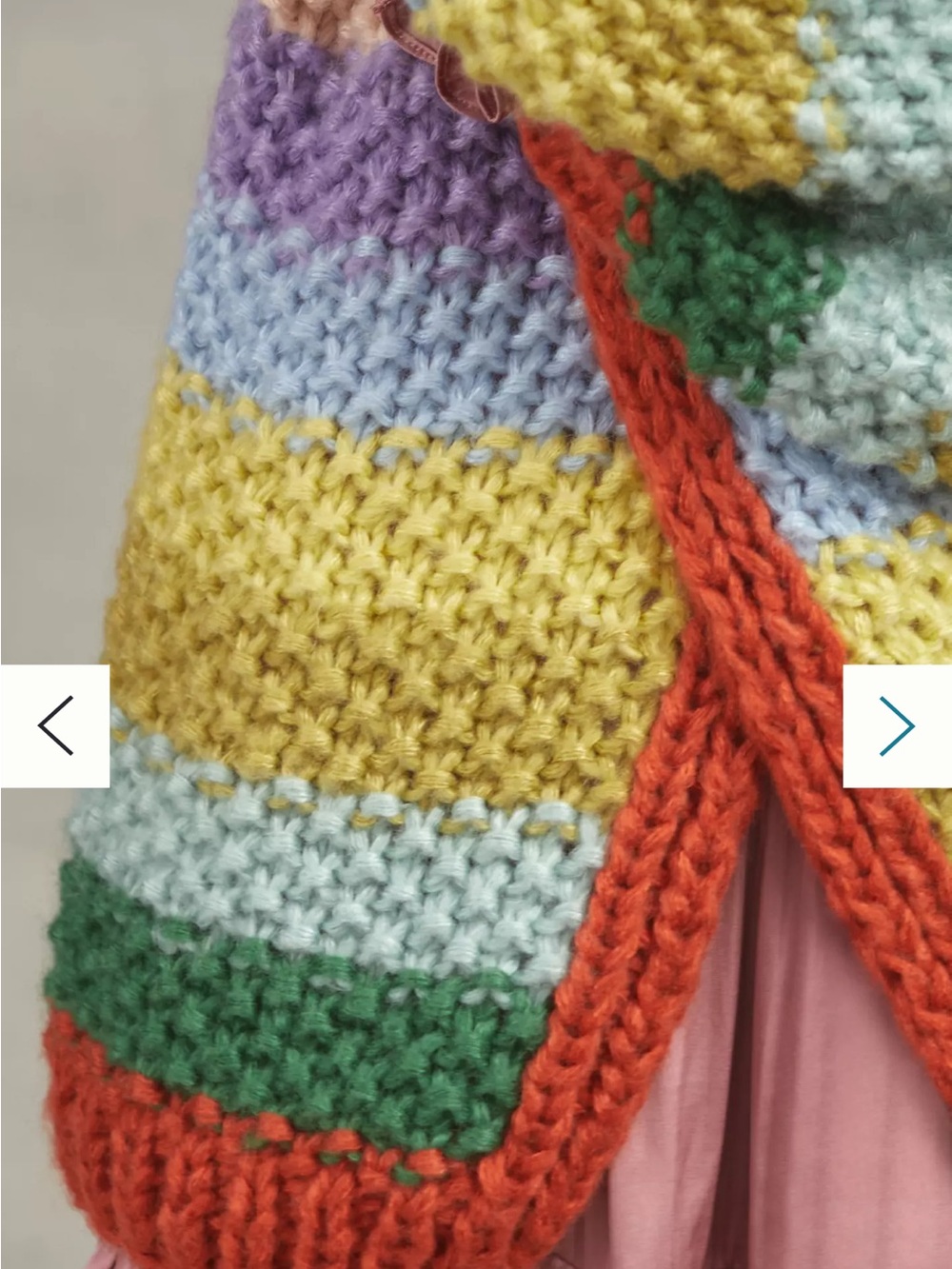Multicolor Chunky Knit Women's Cardigan Sweater Rainbow Burnt Orange XS S Retro - Picture 5 of 11
